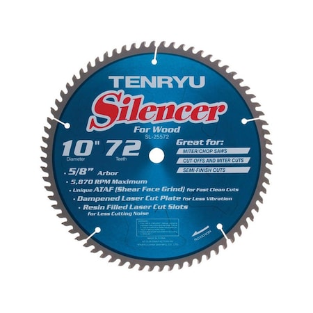 Muebles Para El Hogar Silencer 10 in. Dia. x 0.63 in. PTFE Coated Saw Blade - 72 Teeth MU3300592